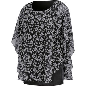 Dames Georgetteblouse in zwart gedessineerd