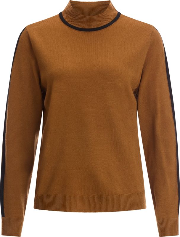 Dames Trui met opstaande kraag in cognac