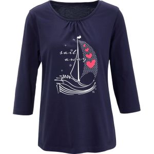 Dames Shirt met 3/4-mouw in marine/ecru