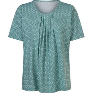 Dames Shirt met korte mouwen in salie/wit bedrukt