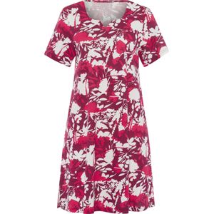 Dames Zomerjurk in ecru/malve bedrukt