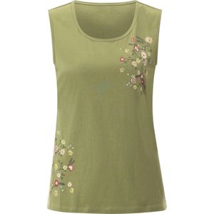 Dames Shirttop in rietgroen/roze