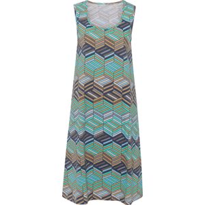 Dames Zomerjurk in blauwgroen bedrukt