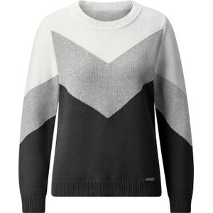 Dames Pullover met ronde hals in zwart/lichtgrijs gemêleerd