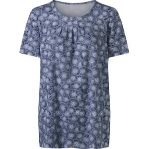 Dames Lang shirt in groenblauw/marine bedrukt