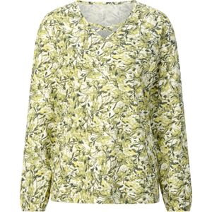 Dames Shirt met lange mouwen in lindegroen/citroen bedrukt
