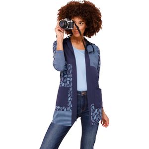 Dames Shirtjasje - Marine/Middenblauw - Bedrukt