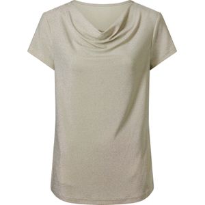 Dames Shirt met cascadehals in zand/zilverkleur