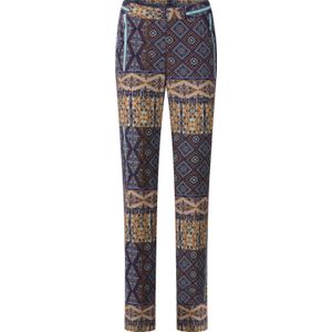 Dames Comfortbroek in marine/camel bedrukt