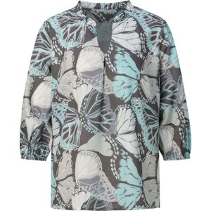 Dames Comfortabele blouse in grijs/kalkmint bedrukt