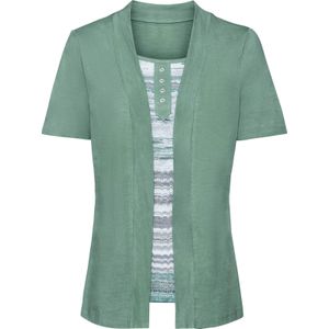 Dames 2-in-1-shirt in salie gedessineerd