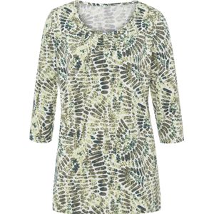 Ecru/Pistache - Longshirt - 100% Katoen - Gedessineerd