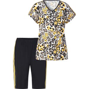 Dames shortama in ecru geprint