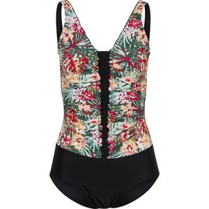 Zwart Gedessineerd Badpak - Zonder Beugels - Polyamide - 80% Polyamide, 20% Elastaan