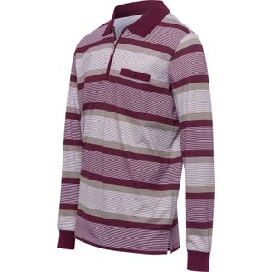 Poloshirt in bordeaux/taupe gestreept