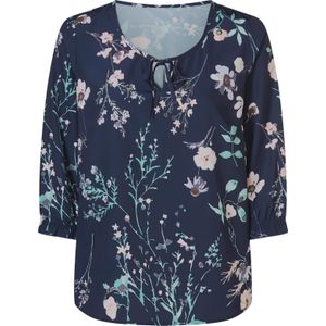 Dames Comfortabele blouse in marine/lichtroze bedrukt