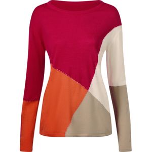 Dames Pullover met lange mouwen in oranje/pink gedessineerd
