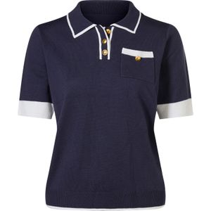 Dames Pullover met korte mouwen in marine/wit