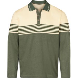 Heren Poloshirt met lange mouwen in kaki/zand