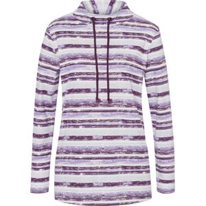 Dames Shirt met lange mouwen in vijg/ecru bedrukt