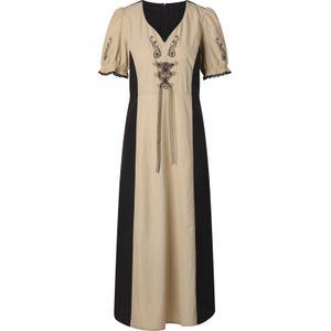 Dames jurk in klederdrachtstijl in zand/zwart