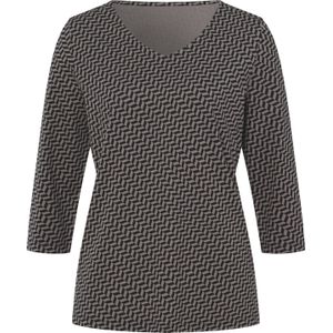 Dames Shirt met 3/4-mouw in zwart/grijs