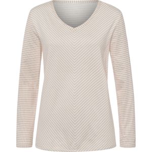 Dames Shirt met lange mouwen in camel/champagne gestreept