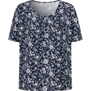 T-shirt - Marine/Lichtblauw - 100% Katoen - Gebloemd