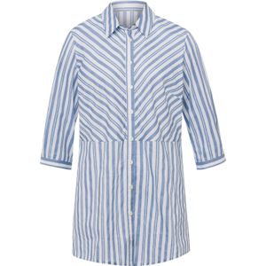Dames Longline blouse in bleu/wit gestreept