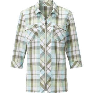 Dames Overhemdblouse - Aquamarine/Kaki - Geruit