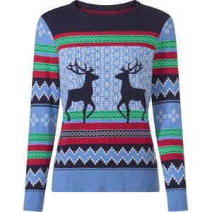 Dames Pullover van jacquard in marine/hemelsblauw gedessineerd