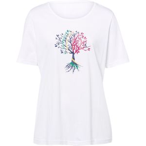 Dames Shirt - Wit/Jeansblauw - Korte Mouwen