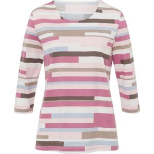 Dames Shirt met ronde hals in oudroze/lichtroze bedrukt