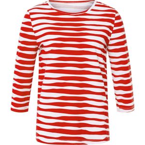 Dames Shirt met 3/4-mouw in rood/wit gestreept