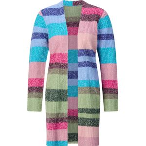 Dames Gebreide mantel in kaki/pink gedessineerd