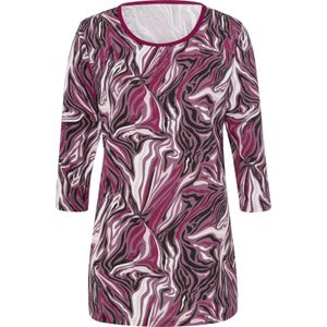 Dames Lang shirt in malve/ecru bedrukt