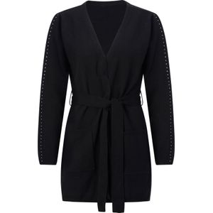 Dames Lang gebreid vest in zwart