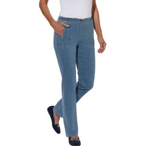 Jeans - Blue-bleached - Katoen - Opgestikte Zak - Elastische Band