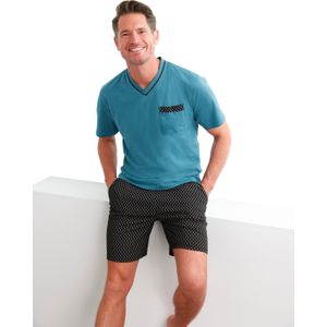 Heren Shortama in topaas/zwart gedessineerd