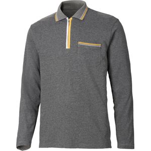 Grijze Poloshirt - Katoen/Polyester - Lange Mouwen - Ritssluiting