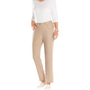 Dames broek in beige/ecru gestreept