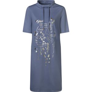 Dames Jersey jurk in duifblauw/zilverkleurig