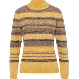 Dames Trui met opstaande kraag in oker/bruin gemêleerd