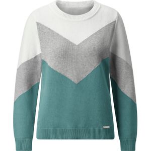 Dames Pullover met ronde hals in jade/lichtgrijs gemêleerd