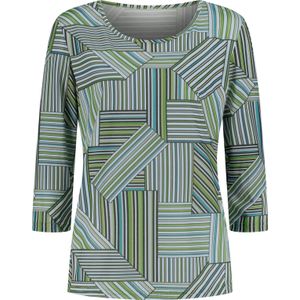 Dames Shirt met 3/4-mouw in turquoise/appel bedrukt
