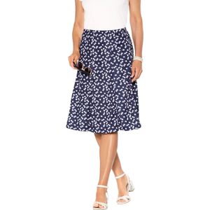 Dames Jerseyrok in marine/wit geprint