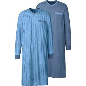 Kings Club - Nachthemd - Blauw - 100% Katoen - Lange Mouwen - Gedessineerd