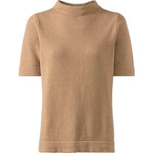 Dames Trui met opstaande kraag in camel