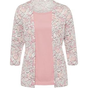 Dames 2-in-1-shirt in ecru/hortensia bedrukt