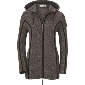 Dames Fleecejack met capuchon in mokka gemêleerd